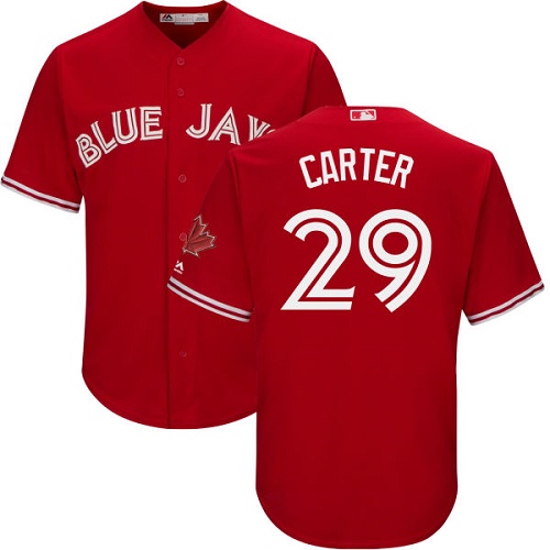 Blue Jays #29 Joe Carter Red Cool Base Canada Day Stitched Youth MLB Jersey - Click Image to Close
